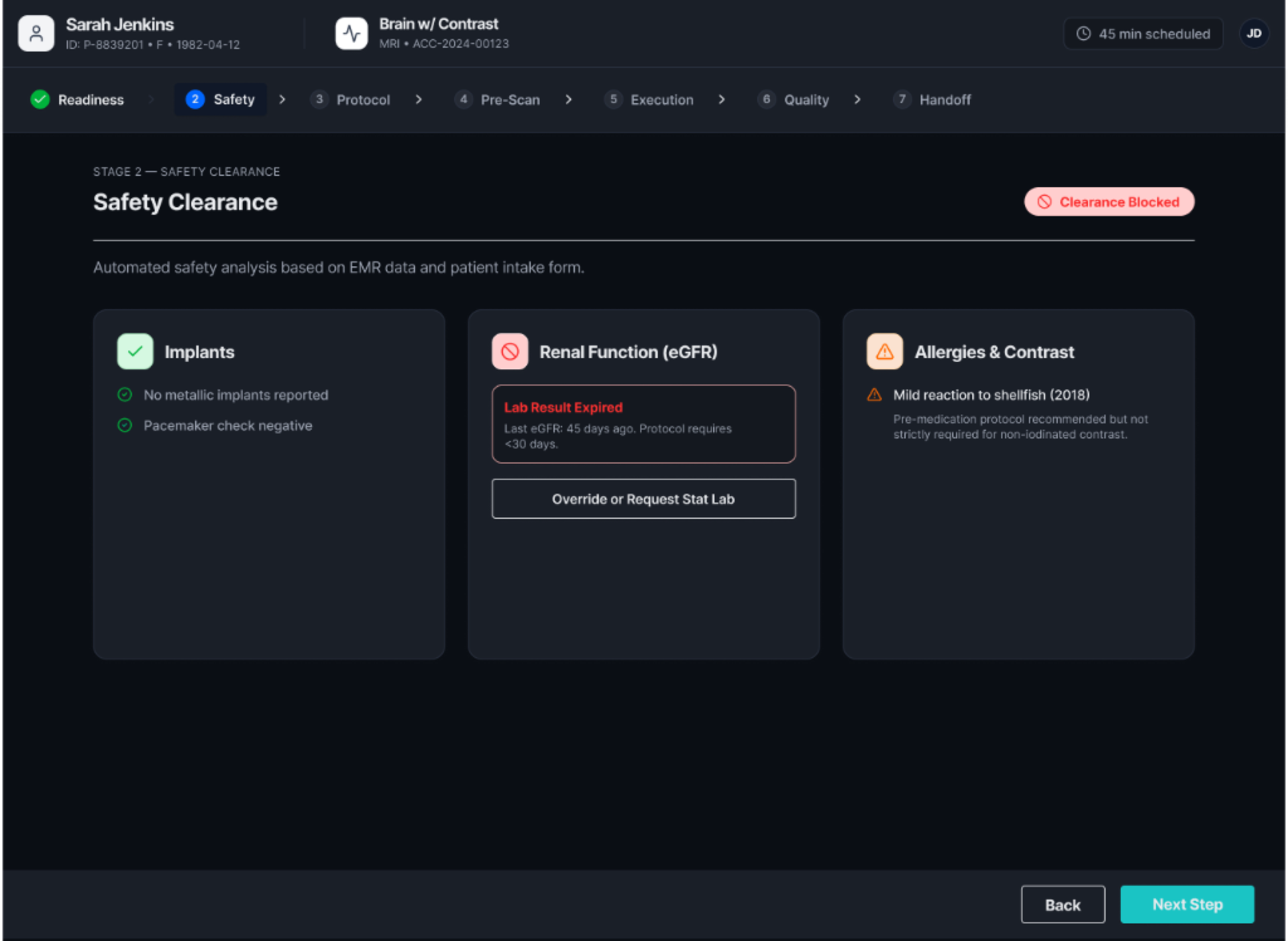 02 — Safety Clearance & Questionnaire Interface