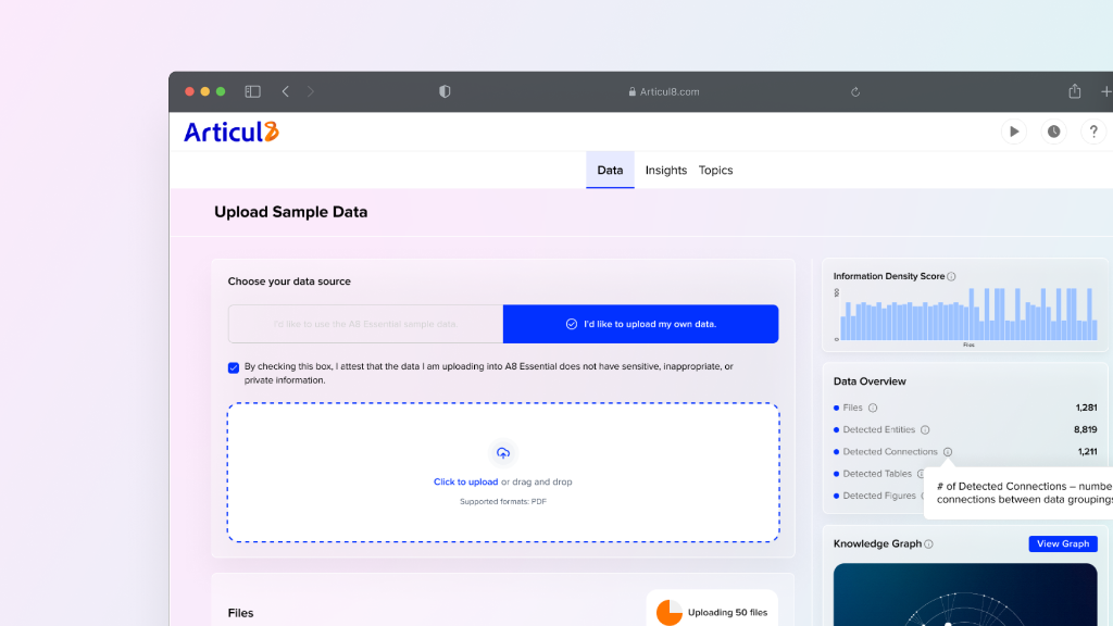 A8 Essential — data upload and AI pipeline