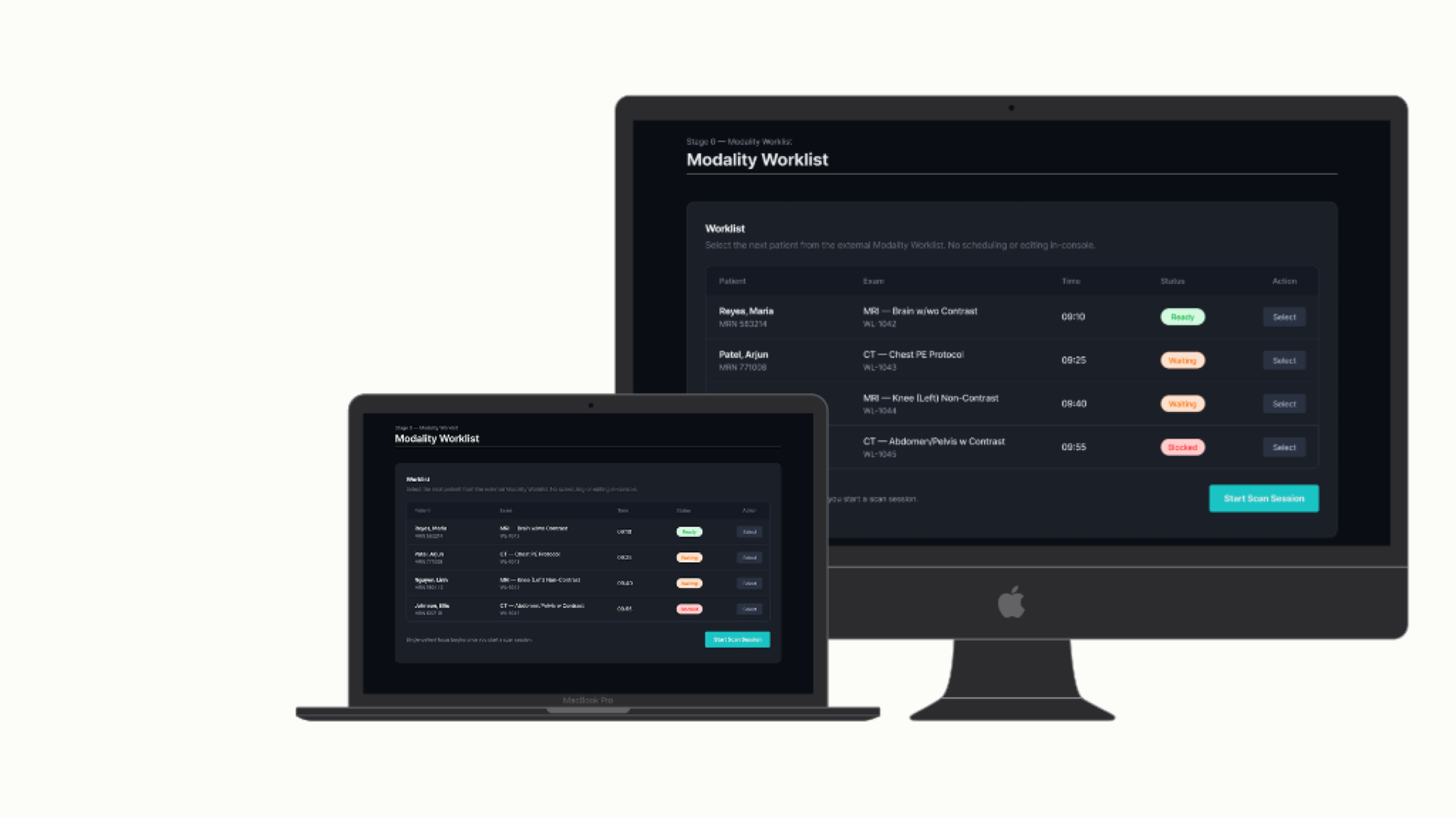 RADIOLOGY WORKFLOW CONSOLE hero mockup